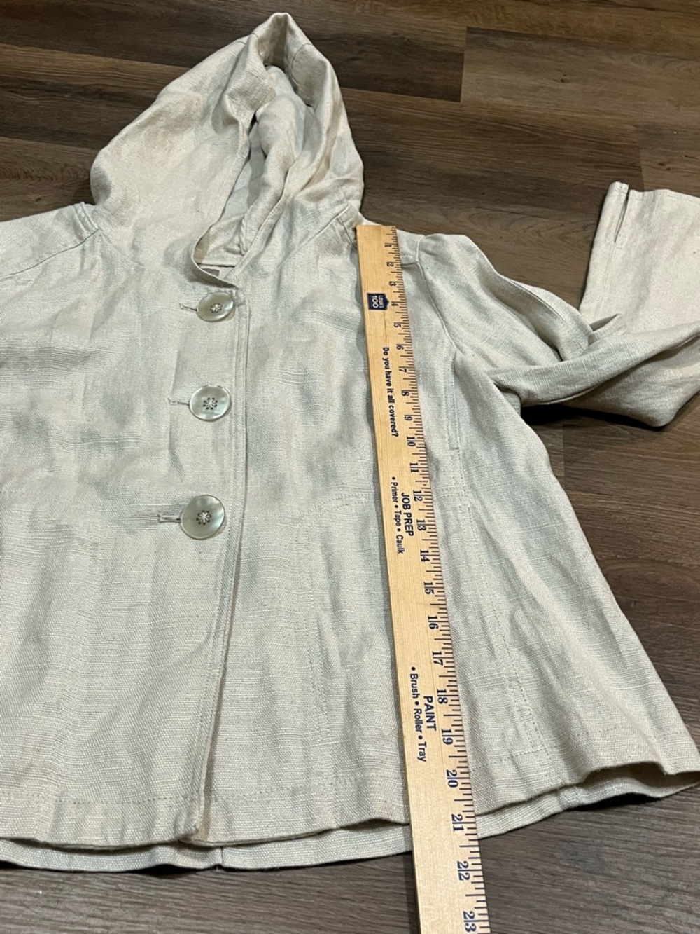J. Jill 100% Hemp Hooded Jacket | Petite M | Lagenlook A-Line Coat - Picture 8 of 11